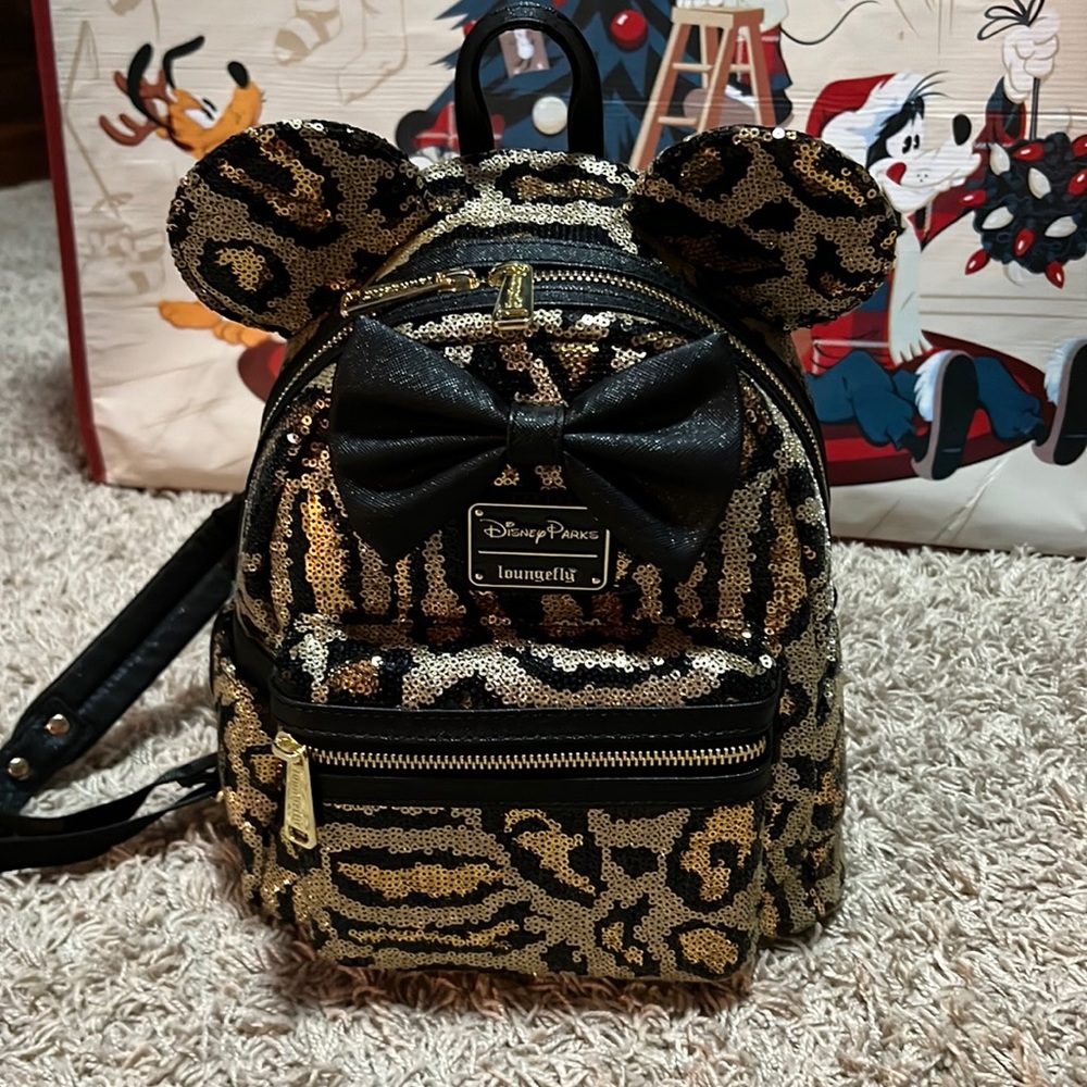 DISNEY PARKS LOUNGEFLY LEOPARD PRINT BACKPACK